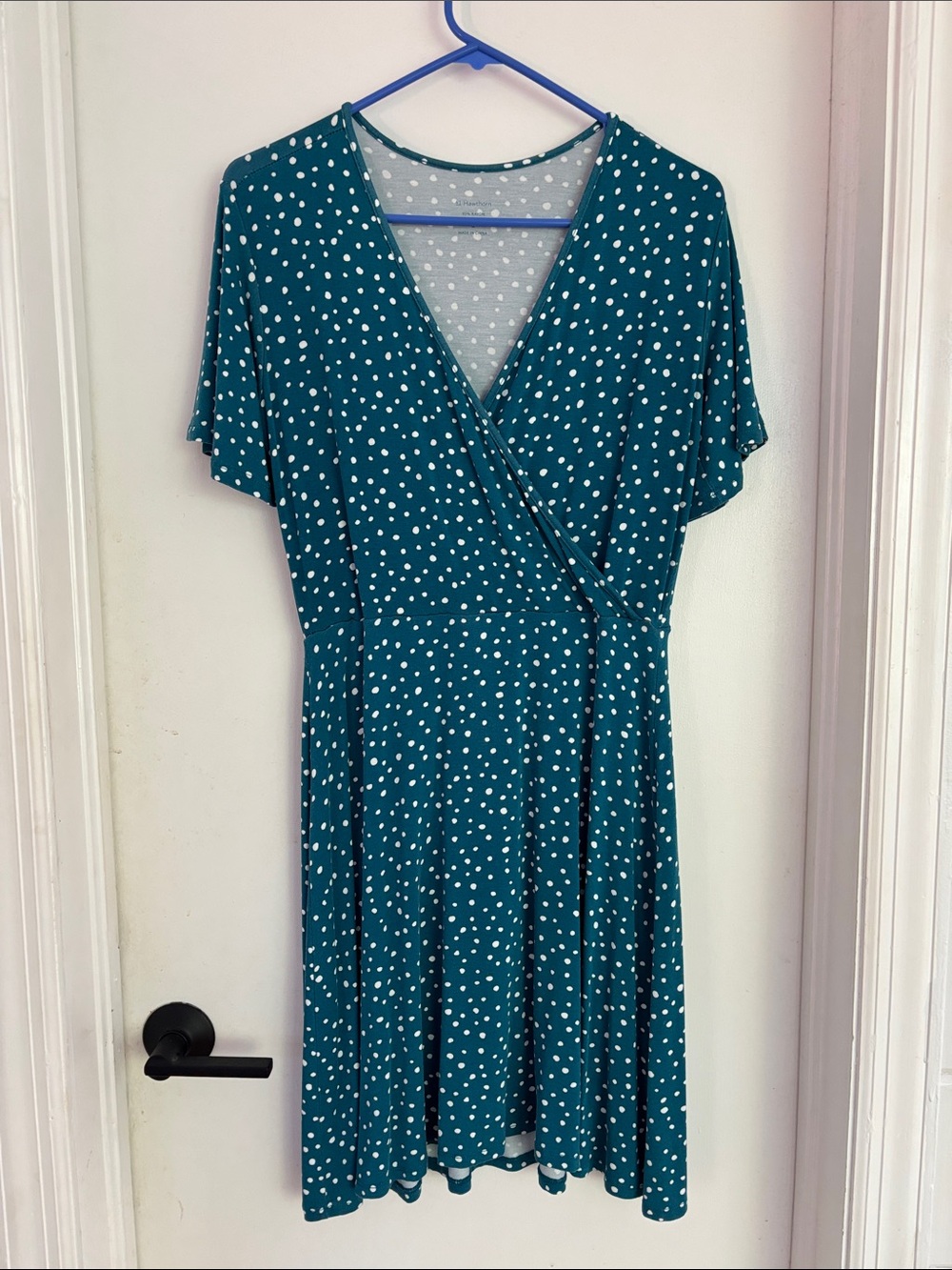 41 Hawthorn Teal Polka Dot Wrap Midi Dress